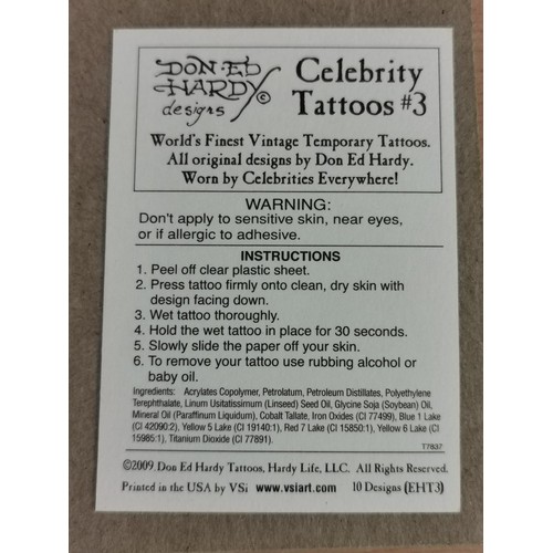 52 - 9 x Don Ed Hardy temporary tattoos, all different