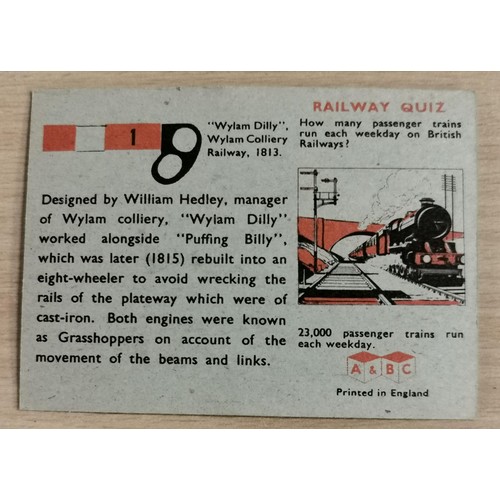 53 - Bundle of 79 x 1960's A&BC gum train picture trading cards being 30 from a set of 48 with mostly mul... 