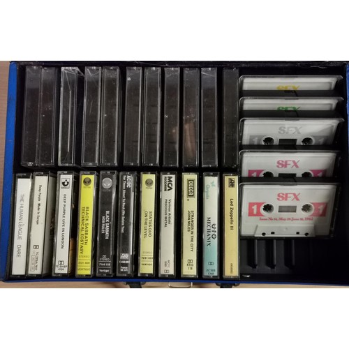 117 - 11 x mainly rock album audio cassette tapes, 11 x empty tape cases PLUS rare SFX 14-18 in portable c... 