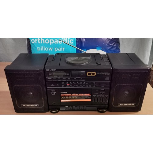 120 - Retro Sharp portable stereo component system with CD player boombox model GF-CD55