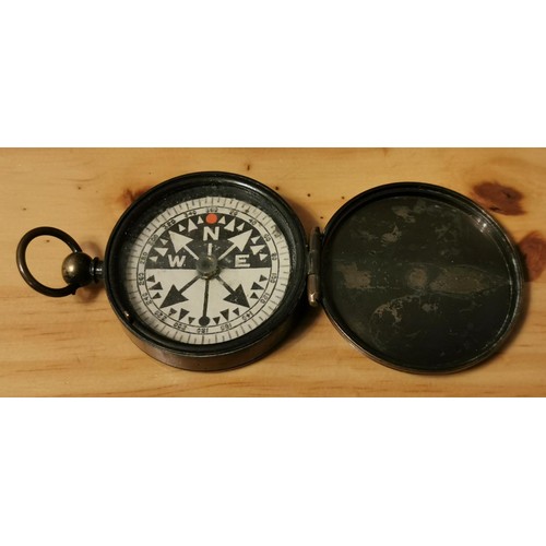 77 - Bronze look cased pocket compass