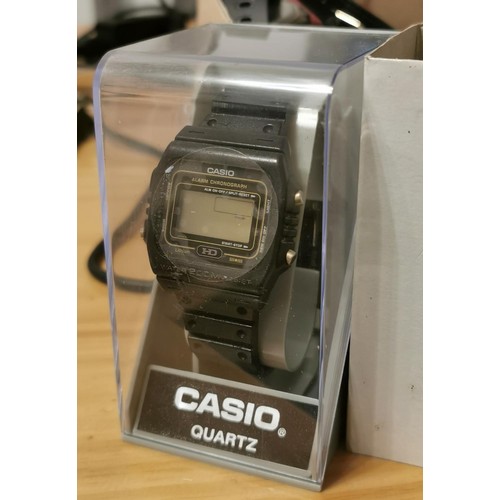 104 - Boxed and unworn 1990's Casio quartz alarm chronograph 200 mtr water resistant