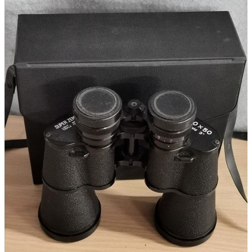 223 - Pair of retro Super Zenith 20 x 50 field binoculars with case