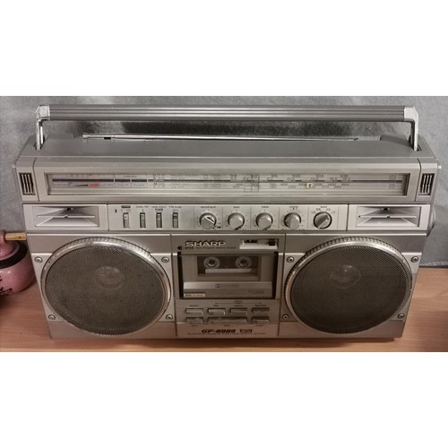 229 - Retro Sharp stereo radio cassette recorder ghetto blaster model GF-8989