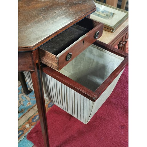 47 - 58 x 43 x 76 cm tall Octagonal mahogany 4 leg late 18th century style sewing table