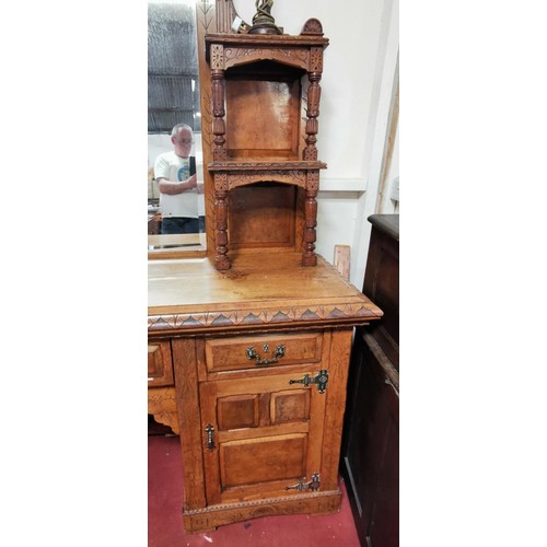 96 - 198 x 59 x 228 cm tall 19th century sideboard with intricate carving and illusion central double doo... 