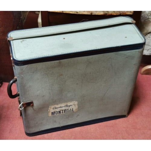 224 - 48 x 58 x 21 cm tall old travel case with Canadian Pacific travel labels