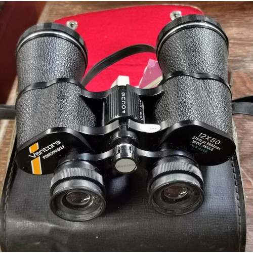 232 - Pair of retro Ventora 12 x 50 wide angle binoculars in case