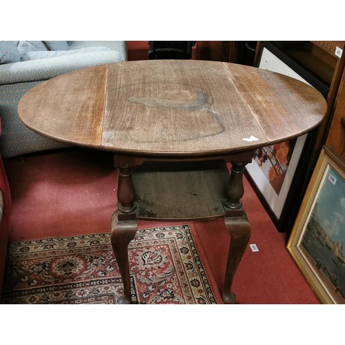 264 - 86 cm wide old oak drop leaf table with under shelf