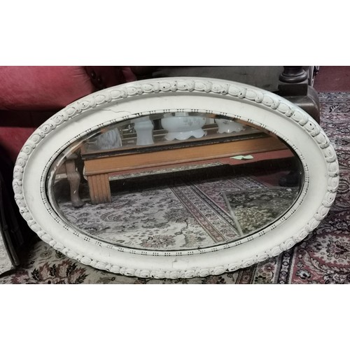 268 - 83 x 55 cm thick painted oak frame oval wall mirror