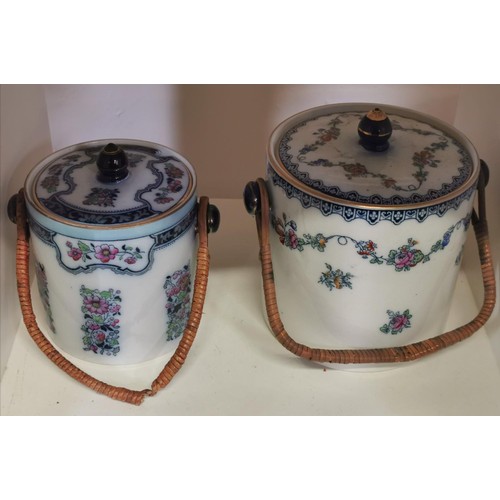 354 - Keeling and Co losol ware - Bristol - large biscuit barrel plus similar slightly smaller