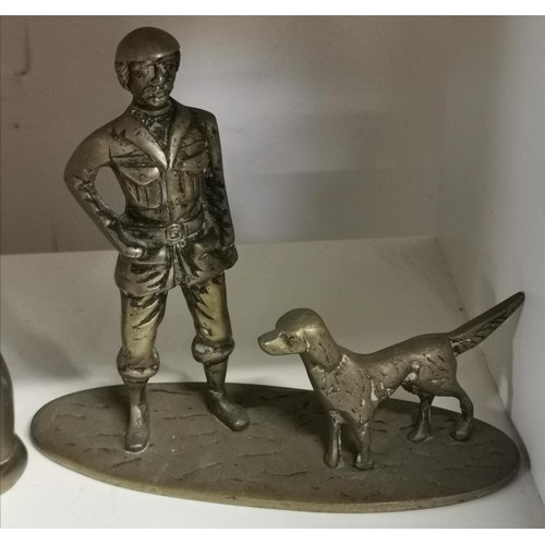 357 - 21.5 x 8 x 19 cm tall solid brass country gentleman with dog figure