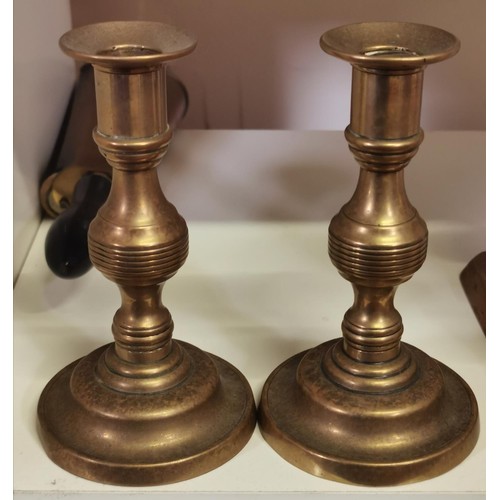 360 - Pair of 16 cm tall brass candlesticks