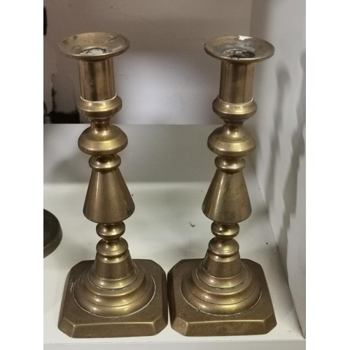 361 - Pair of 23 cm tall brass candlesticks