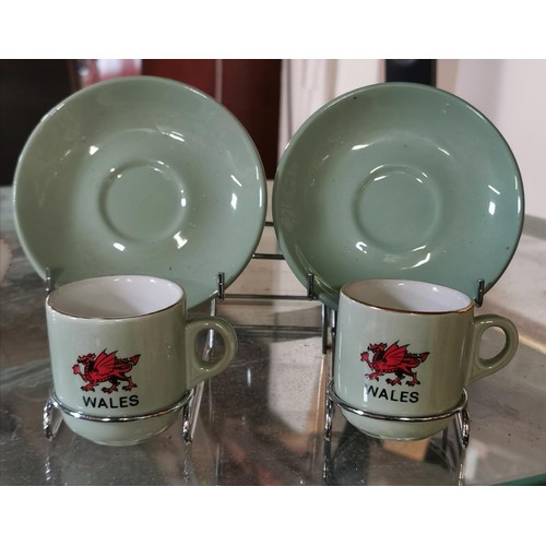 390 - Pair of Maddock ultra vitrified Wales cups and saucers