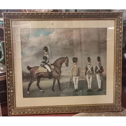 397 - 88 x 77 cm ornate gilt framed and mounted print after George Stubbs soldiers of the 10th light drago... 