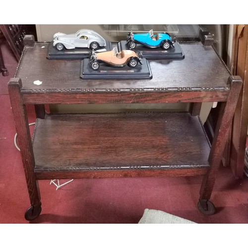 464 - Old oak 2 tier hostess trolley