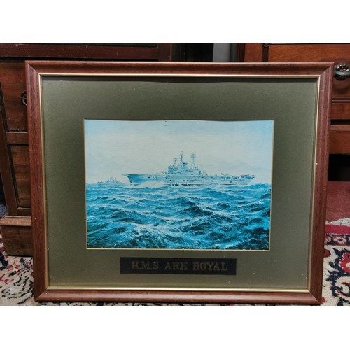 480 - 57 x 41.5 cm framed and mounted HMS Ark Royal at sea print