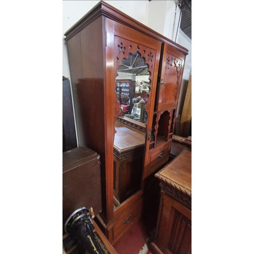 492 - 110 x 52 x 203 cm tall Edwardian combination wardrobe