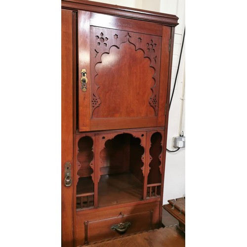 492 - 110 x 52 x 203 cm tall Edwardian combination wardrobe