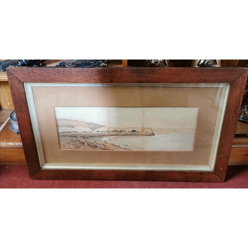 508 - 81 x 47 cm framed and mounted water colour harbour scene painting initialled TFW and dated 1905