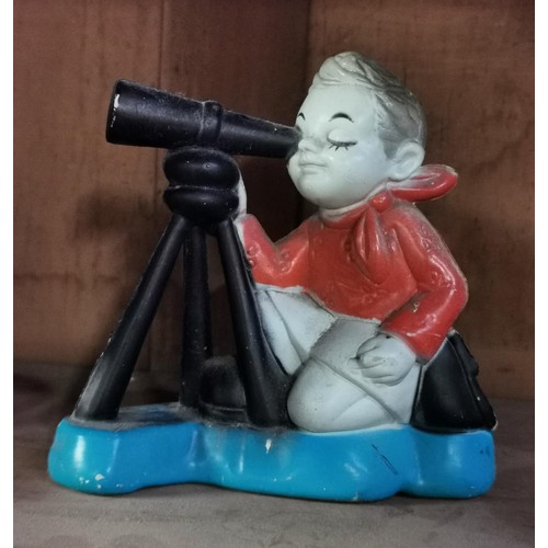 718 - 1920/30's FHJ composite boy looking through telescope figure