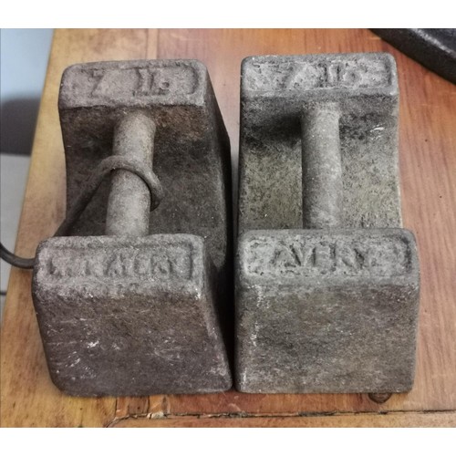 729 - Pair of old steel Avery 7 lb weights