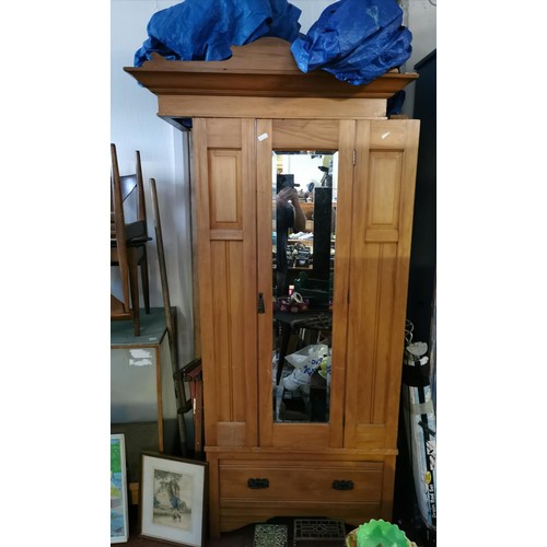 745 - Late 19th century single door wardrobe with under drawer