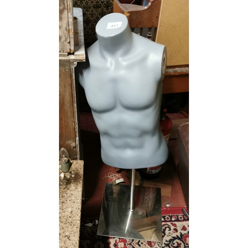 497 - Male torso mannequin on stand