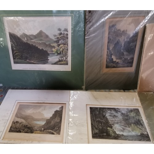 208a - Bundle of assorted Welsh scene & landscape lithographs, etchings and prints - some coloured