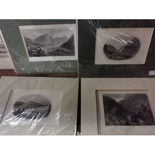 607a - Bundle of assorted Welsh scene & landscape lithographs, etchings and prints - some coloured