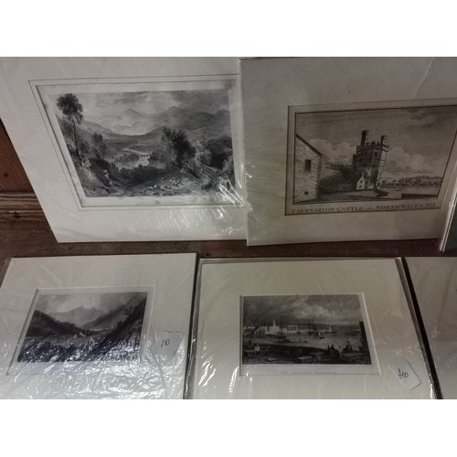 607a - Bundle of assorted Welsh scene & landscape lithographs, etchings and prints - some coloured