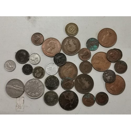 66 - Small bundle of assorted silver and copper multi national coinage