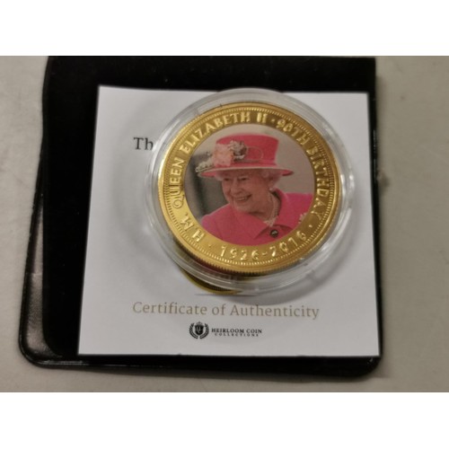 80 - Heirloom Coin Collection 2016 Queens 90th birthday commemorative coin in pouch with COA