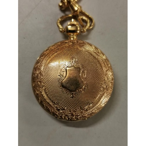 82 - Sekonda quartz gold tone cased pocket watch with chain