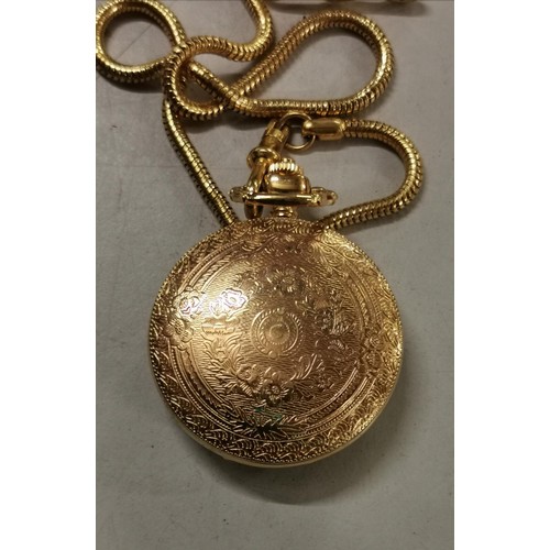 82 - Sekonda quartz gold tone cased pocket watch with chain