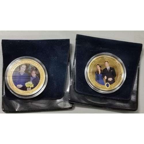 88 - 2 x Westminster Collection William & Catherine gold plated coins being 2010 & 2013 Cook Island $1 co... 
