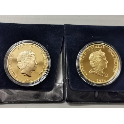 88 - 2 x Westminster Collection William & Catherine gold plated coins being 2010 & 2013 Cook Island $1 co... 