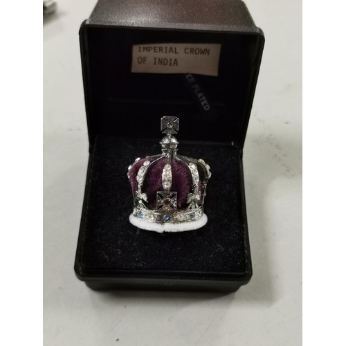 89 - Miniature silver plated Imperial crown of India in case