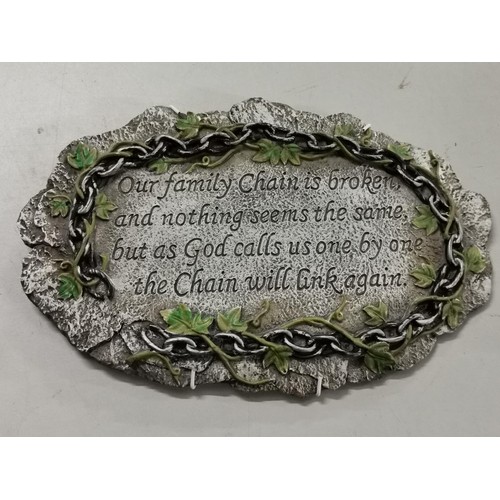 112 - Approx 28 x 18 cm composite slate look memorial quotation plaque