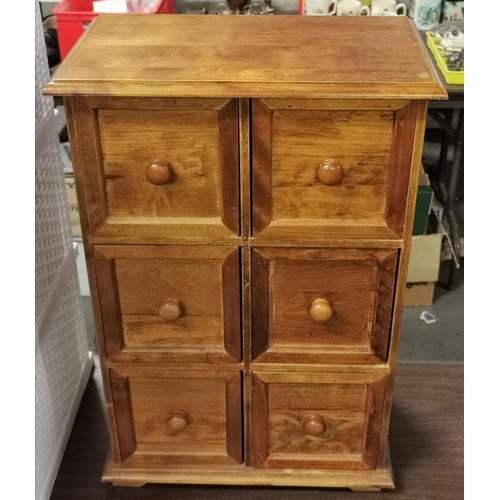 250 - 37 x 22 x 55 cm tall 6 drawer wooden compact storage unit