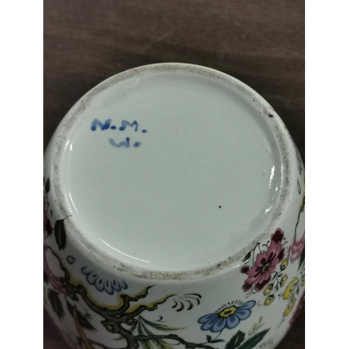 199 - 9.5 cm tall Chinese influenced pot initialled on base N.M.W.