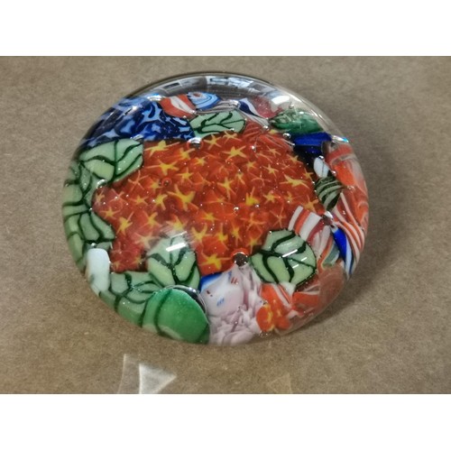 127 - 6.5 cm diameter vintage art glass millefiori paperweight