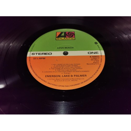 177 - 1978 Emerson Lake and Palmer love beach vinyl album, Atlantic K 50552 (A1 B1) in excellent condition