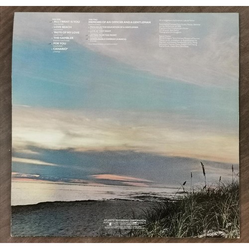 177 - 1978 Emerson Lake and Palmer love beach vinyl album, Atlantic K 50552 (A1 B1) in excellent condition