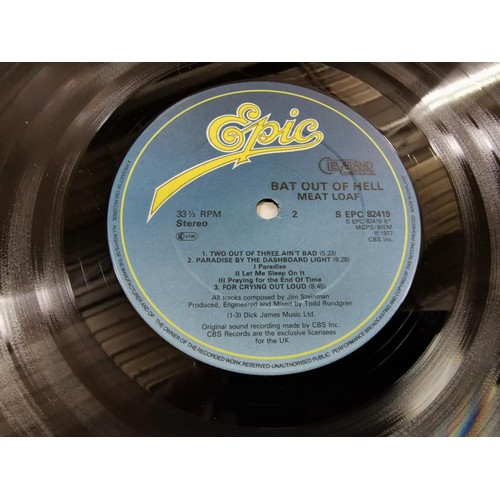 181 - 1977 Meatloaf-Bat out of Hell vinyl album with lyric sheet and rare mistake side two labels both sid... 