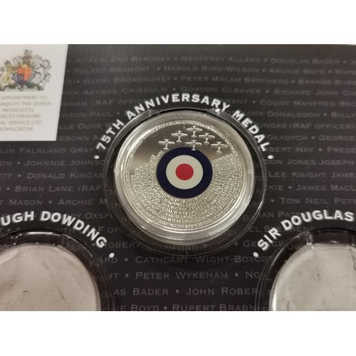 75 - RAF association silver proof 75th anniversary coin in folder, 2 x gold plated great war coins & silv... 