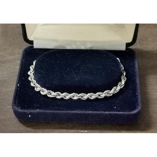 80 - 925 stamped silver rope bracelet in case