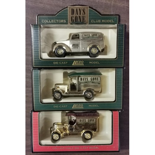 24 - 3 x boxed as new Lledo days gone collectors club gold edition die cast vans