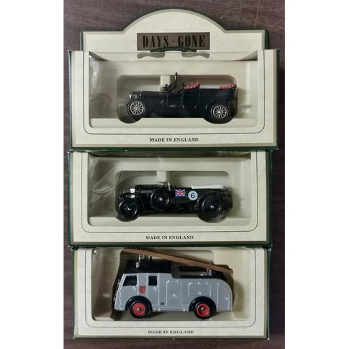 46 - 3 x boxed as new Lledo days gone die cast cars and fire engine